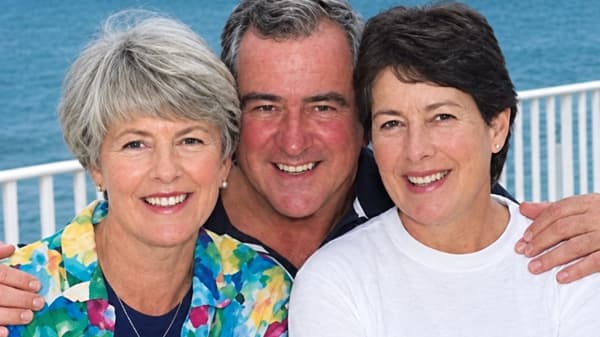 George Baker with Louie Ramsay and his wife, Sally Home, in Corsica.